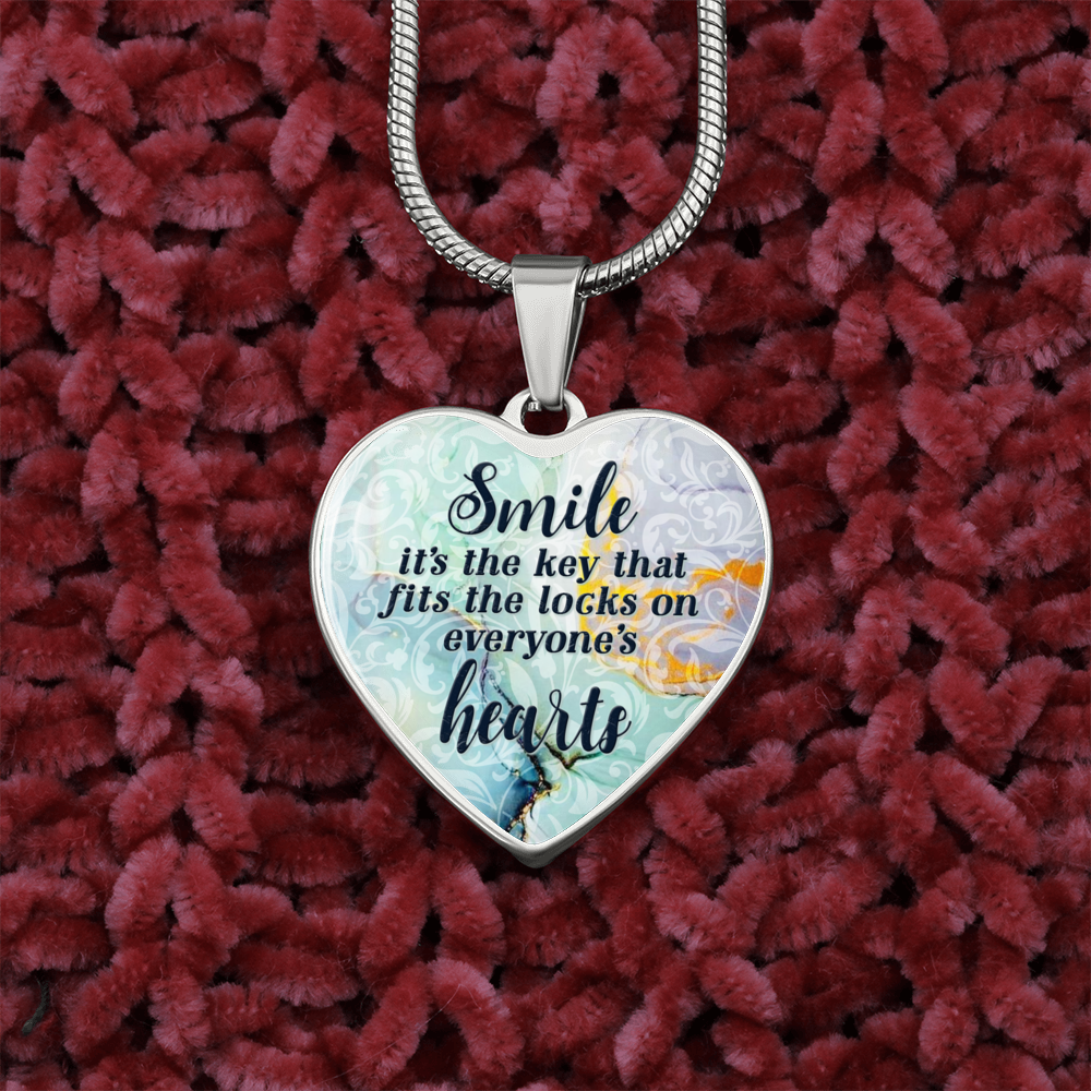 Smile Necklace Stainless Steel or 18k Gold Heart 18-22"-Express Your Love Gifts
