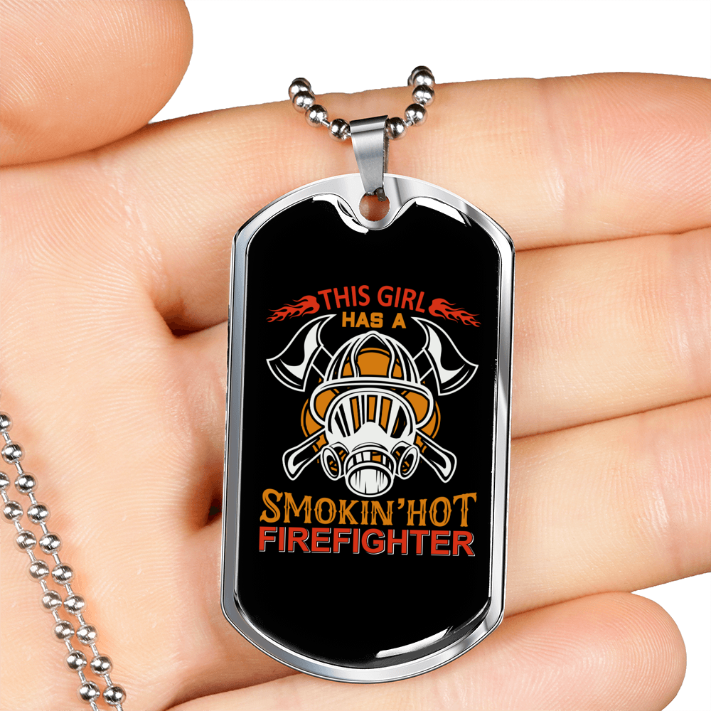 Smokin Hot Firefighter Gift Stainless Steel or 18k Gold Dog Tag 24" Chain-Express Your Love Gifts