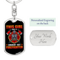 Smokin Hot Firefighter Girl Keychain Stainless Steel or 18k Gold Dog Tag Keyring-Express Your Love Gifts