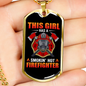 Smokin Hot Firefighter Girl Necklace Stainless Steel or 18k Gold Dog Tag 24" Chain-Express Your Love Gifts