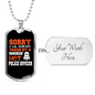 Smokin' Hot Police Officer Necklace Stainless Steel or 18k Gold Dog Tag 24"-Express Your Love Gifts