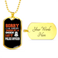 Smokin' Hot Police Officer Necklace Stainless Steel or 18k Gold Dog Tag 24"-Express Your Love Gifts
