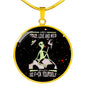 Smoking Alien Circle UFO Alien Fan Necklace Stainless Steel or 18k Gold 18-22"-Express Your Love Gifts