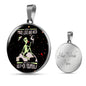 Smoking Alien Circle UFO Alien Fan Necklace Stainless Steel or 18k Gold 18-22"-Express Your Love Gifts
