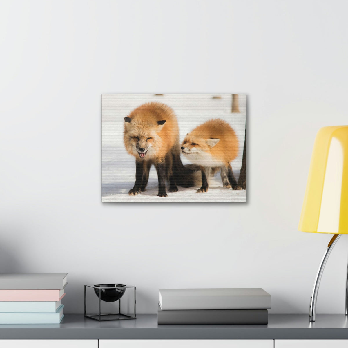 Scripture Walls Snow Fox Couple Snow Fox Couple Print Animal Wall Art Wildlife Canvas Prints Wall Art Ready to Hang Unframed-Express Your Love Gifts