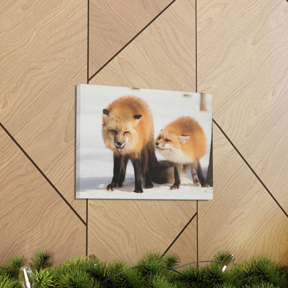 Scripture Walls Snow Fox Couple Snow Fox Couple Print Animal Wall Art Wildlife Canvas Prints Wall Art Ready to Hang Unframed-Express Your Love Gifts