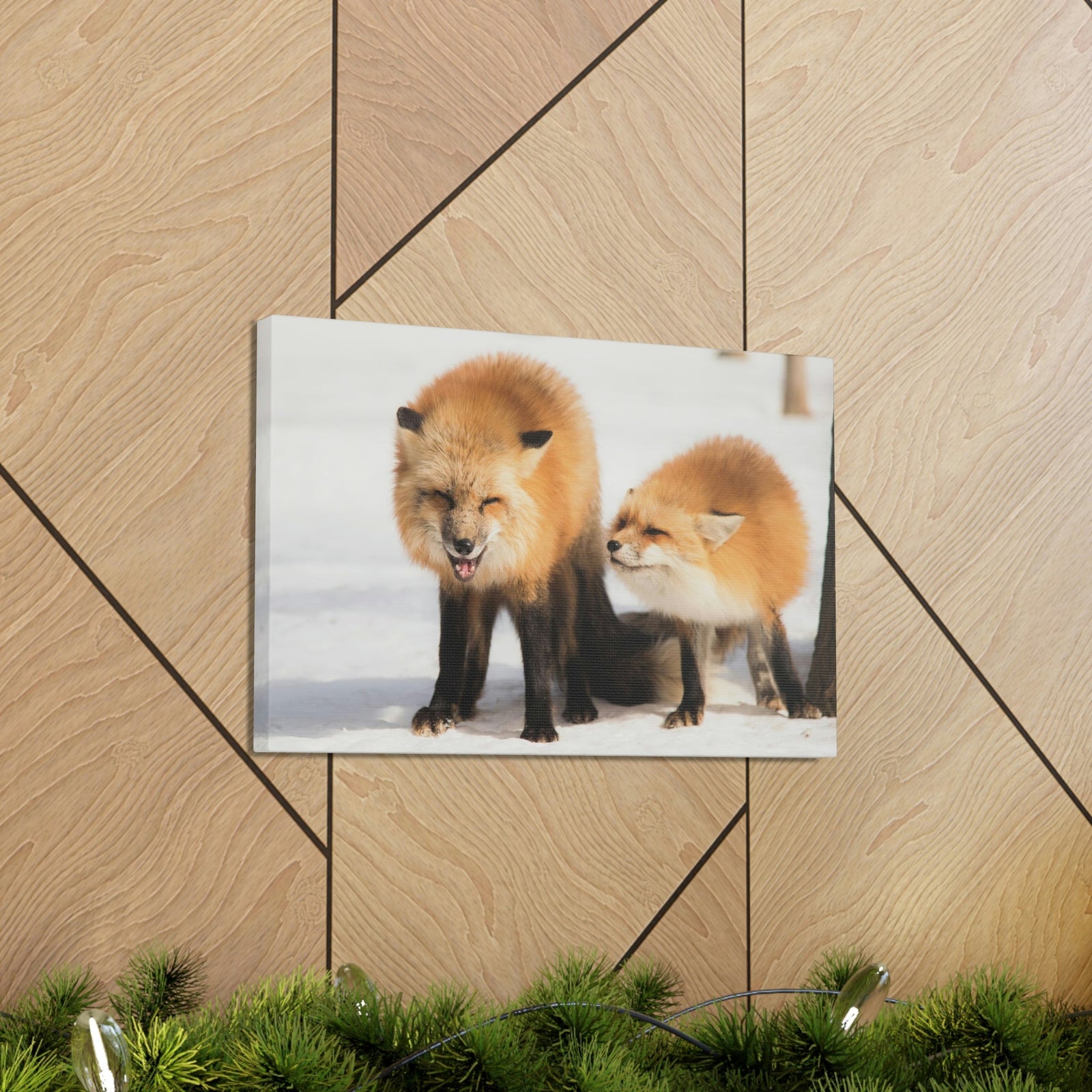 Scripture Walls Snow Fox Couple Snow Fox Couple Print Animal Wall Art Wildlife Canvas Prints Wall Art Ready to Hang Unframed-Express Your Love Gifts