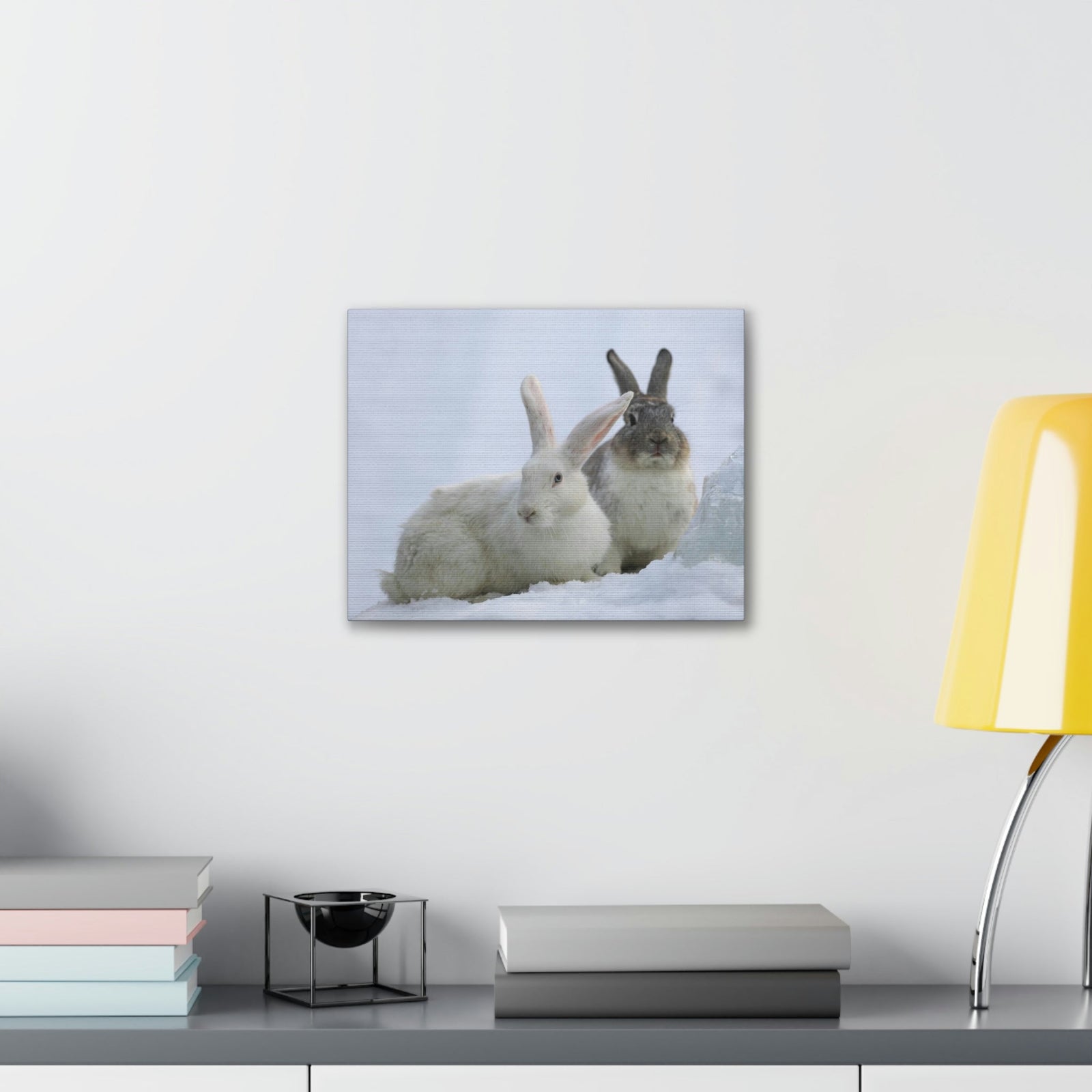 Scripture Walls Snow Hare Couple Snow Hare Couple Print Animal Wall Art Wildlife Canvas Prints Wall Art Ready to Hang Unframed-Express Your Love Gifts