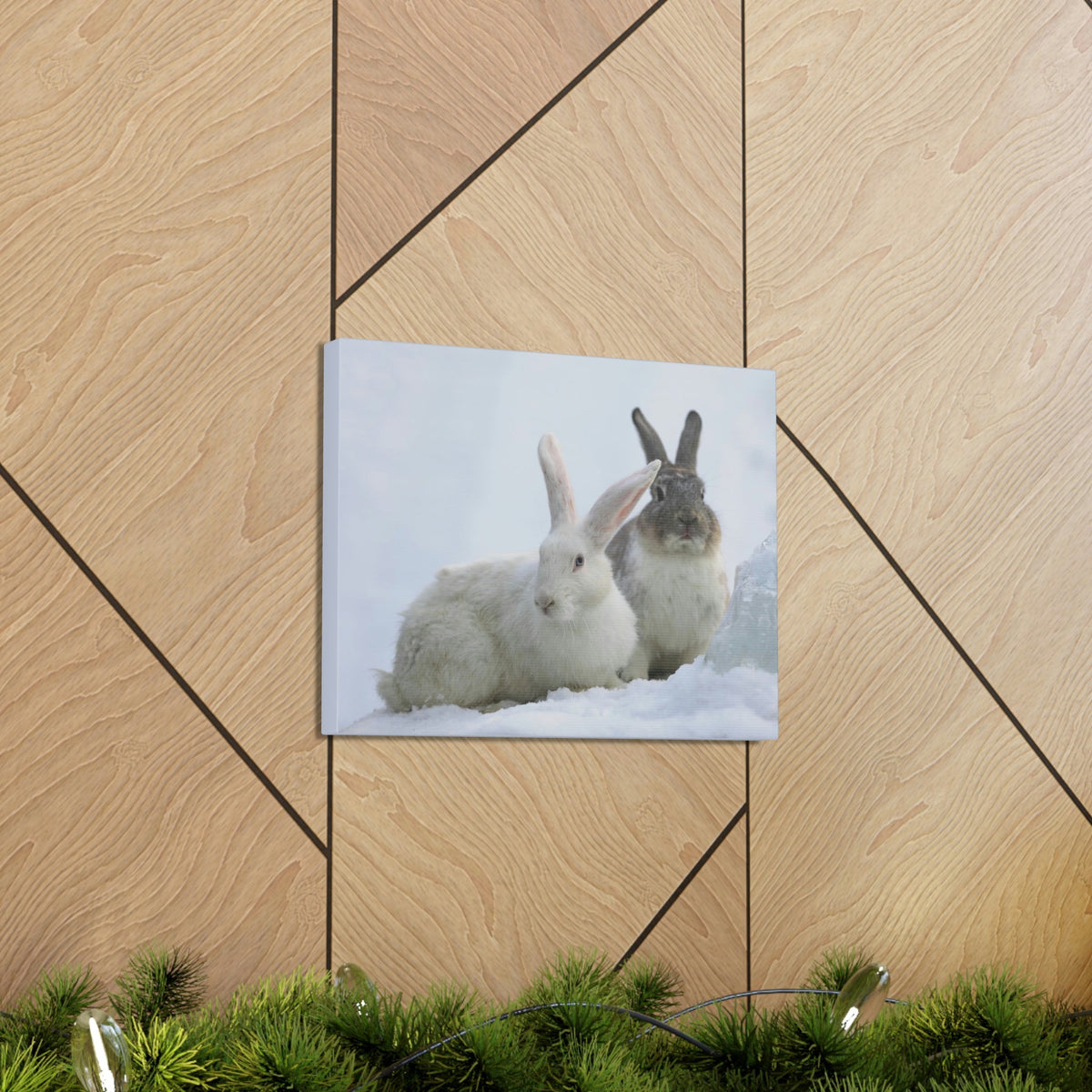 Scripture Walls Snow Hare Couple Snow Hare Couple Print Animal Wall Art Wildlife Canvas Prints Wall Art Ready to Hang Unframed-Express Your Love Gifts