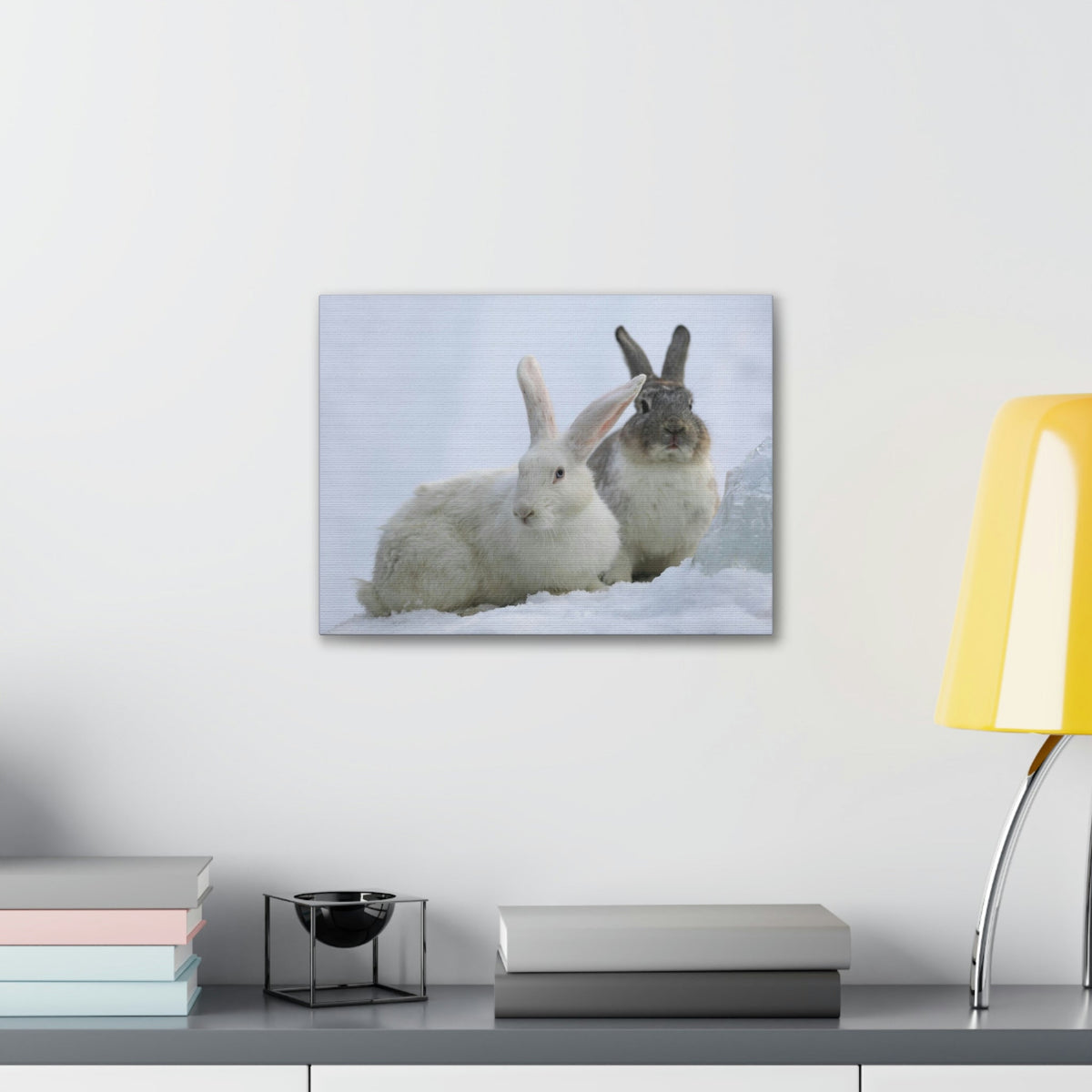 Scripture Walls Snow Hare Couple Snow Hare Couple Print Animal Wall Art Wildlife Canvas Prints Wall Art Ready to Hang Unframed-Express Your Love Gifts