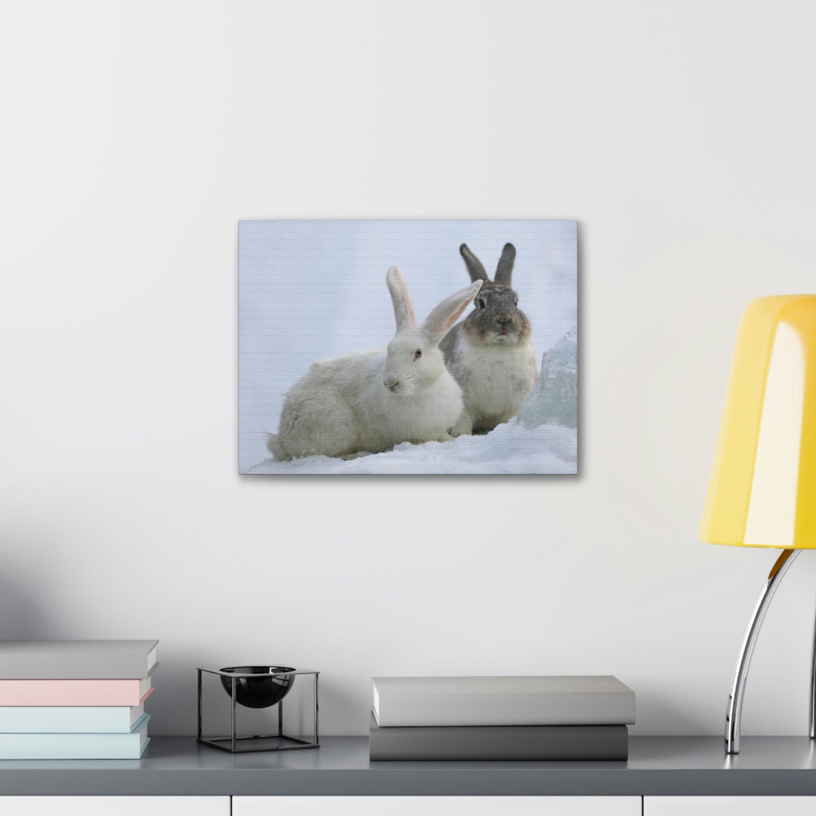 Scripture Walls Snow Hare Couple Snow Hare Couple Print Animal Wall Art Wildlife Canvas Prints Wall Art Ready to Hang Unframed-Express Your Love Gifts