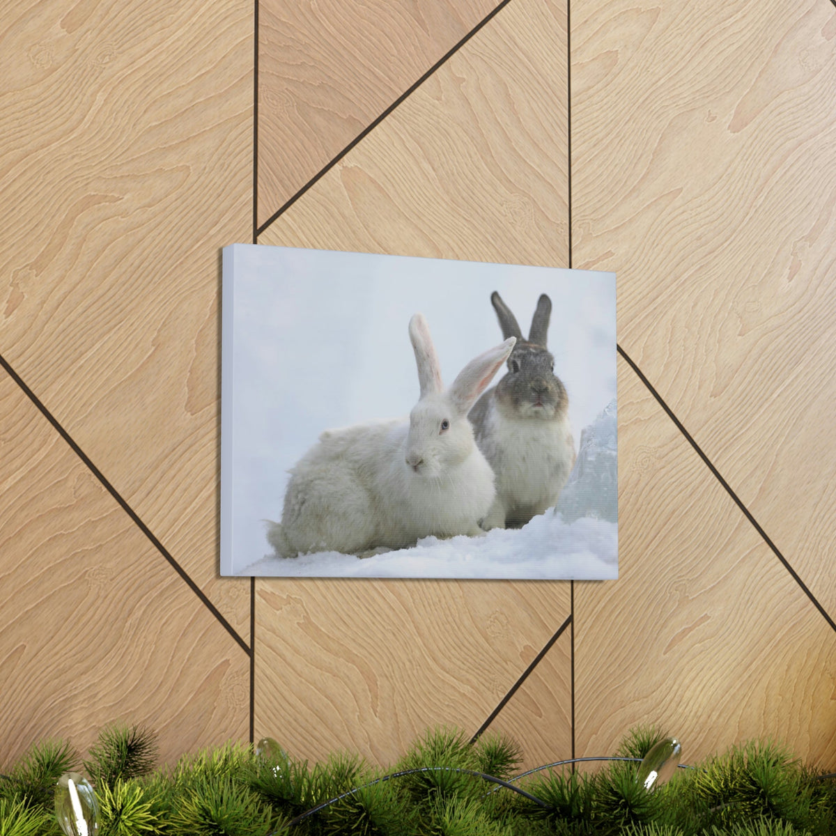 Scripture Walls Snow Hare Couple Snow Hare Couple Print Animal Wall Art Wildlife Canvas Prints Wall Art Ready to Hang Unframed-Express Your Love Gifts