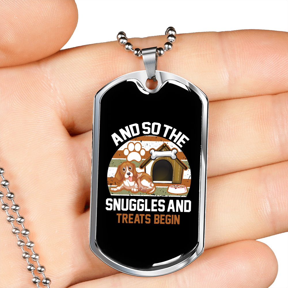 Snuggles and Treats Dog House Necklace Stainless Steel or 18k Gold Dog Tag 24" Chain-Express Your Love Gifts