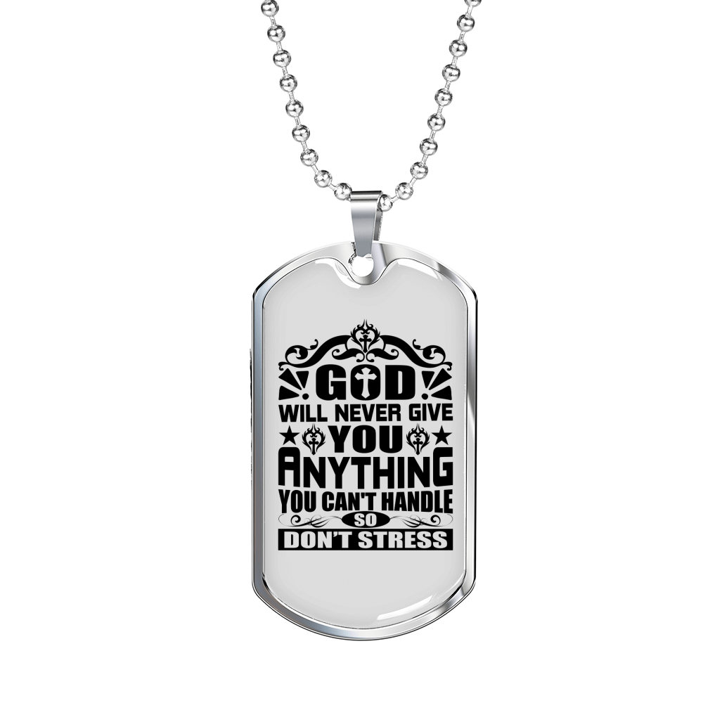 So Don't Stress Necklace Stainless Steel or 18k Gold Dog Tag 24" Chain-Express Your Love Gifts