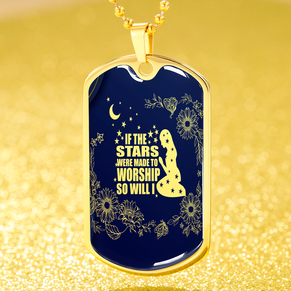 So Will I Necklace Psalm 148 Stainless Steel or 18k Gold Dog Tag 24" Chain-Express Your Love Gifts