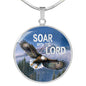 Soar With The Lord Circle Pendant Stainless Steel or 18k Gold 18-22"-Express Your Love Gifts