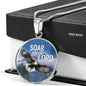 Soar With The Lord Circle Pendant Stainless Steel or 18k Gold 18-22"-Express Your Love Gifts