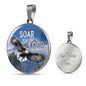 Soar With The Lord Circle Pendant Stainless Steel or 18k Gold 18-22"-Express Your Love Gifts