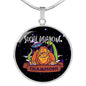 Social Distancing Champions Circle Pendant UFO Alien Fan Necklace Stainless Steel or 18k Gold 18-22"-Express Your Love Gifts