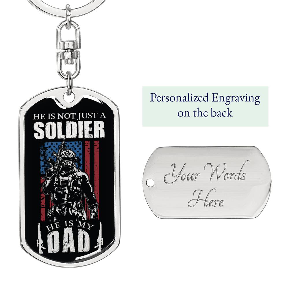 Soldier Dad Dog Tag Pendant Keychain Stainless Steel or 18k Gold-Express Your Love Gifts