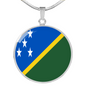 Solomon Island Flag Necklace Circle Pendant Stainless Steel or 18k Gold 18-22"-Express Your Love Gifts