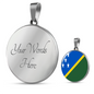 Solomon Island Flag Necklace Circle Pendant Stainless Steel or 18k Gold 18-22"-Express Your Love Gifts