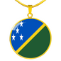 Solomon Island Flag Necklace Circle Pendant Stainless Steel or 18k Gold 18-22"-Express Your Love Gifts