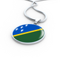 Solomon Island Flag Necklace Circle Pendant Stainless Steel or 18k Gold 18-22"-Express Your Love Gifts