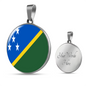 Solomon Island Flag Necklace Circle Pendant Stainless Steel or 18k Gold 18-22"-Express Your Love Gifts