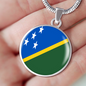 Solomon Island Flag Necklace Circle Pendant Stainless Steel or 18k Gold 18-22"-Express Your Love Gifts