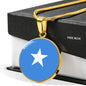 Somalia Flag Necklace Circle Pendant Stainless Steel or 18k Gold 18-22"-Express Your Love Gifts