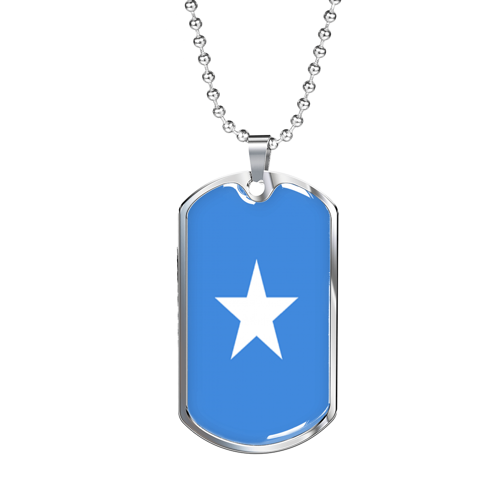 Somalia Flag Necklace Stainless Steel or 18k Gold Dog Tag 24" Chain-Express Your Love Gifts