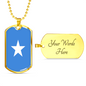 Somalia Flag Necklace Stainless Steel or 18k Gold Dog Tag 24" Chain-Express Your Love Gifts