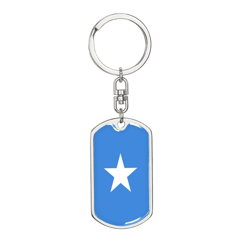 Somalia Flag Swivel Keychain Dog Tag Stainless Steel or 18k Gold-Express Your Love Gifts