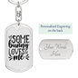 Some Bunny Loves Me Keychain Stainless Steel or 18k Gold Dog Tag Keyring-Express Your Love Gifts