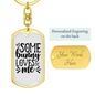 Some Bunny Loves Me Keychain Stainless Steel or 18k Gold Dog Tag Keyring-Express Your Love Gifts