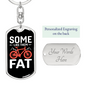 Some Like Them Fat Cycling Keychain Stainless Steel or 18k Gold Dog Tag Keyring-Express Your Love Gifts