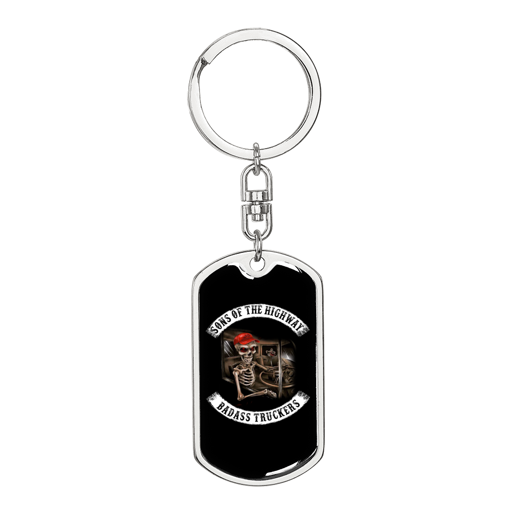 Sons Of The Highway Swivel Keychain Dog Tag Stainless Steel or 18k Gold-Express Your Love Gifts