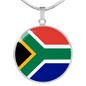 South Africa Flag Necklace Circle Pendant Stainless Steel or 18k Gold 18-22"-Express Your Love Gifts