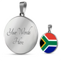 South Africa Flag Necklace Circle Pendant Stainless Steel or 18k Gold 18-22"-Express Your Love Gifts