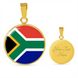 South Africa Flag Necklace Circle Pendant Stainless Steel or 18k Gold 18-22"-Express Your Love Gifts