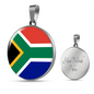 South Africa Flag Necklace Circle Pendant Stainless Steel or 18k Gold 18-22"-Express Your Love Gifts