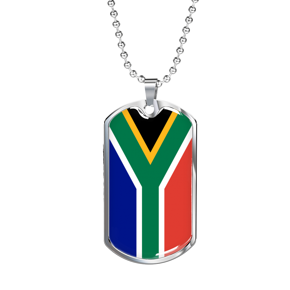 South Africa Flag Necklace Stainless Steel or 18k Gold Dog Tag 24" Chain-Express Your Love Gifts