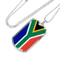 South Africa Flag Necklace Stainless Steel or 18k Gold Dog Tag 24" Chain-Express Your Love Gifts