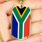 South Africa Flag Necklace Stainless Steel or 18k Gold Dog Tag 24" Chain-Express Your Love Gifts