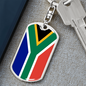 South Africa Flag Swivel Keychain Dog Tag Stainless Steel or 18k Gold-Express Your Love Gifts