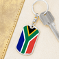 South Africa Flag Swivel Keychain Dog Tag Stainless Steel or 18k Gold-Express Your Love Gifts