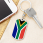 South Africa Flag Swivel Keychain Dog Tag Stainless Steel or 18k Gold-Express Your Love Gifts