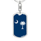 South Carolina State Flag Keychain Dog Tag Stainless Steel or 18k Gold-Express Your Love Gifts
