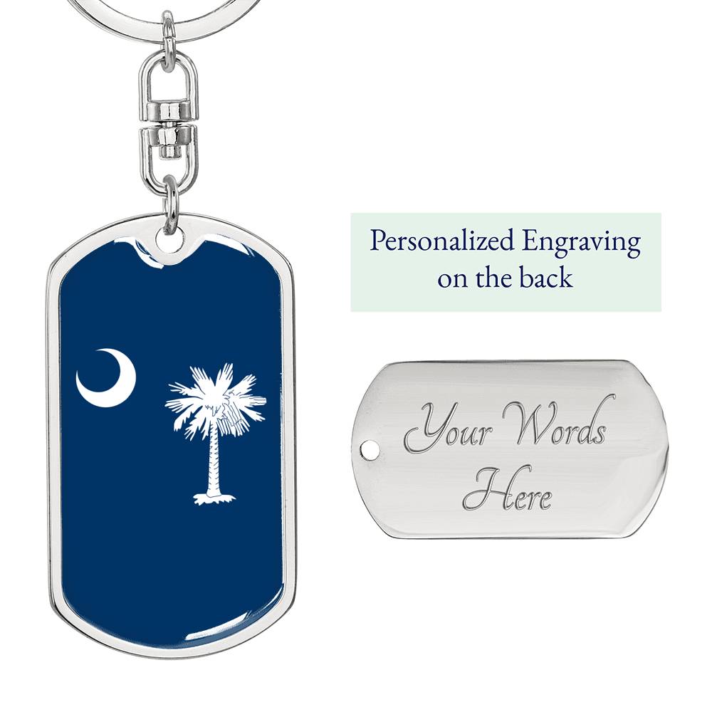 South Carolina State Flag Keychain Dog Tag Stainless Steel or 18k Gold-Express Your Love Gifts